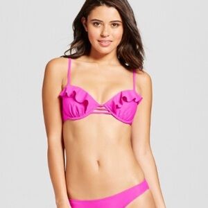 Xhilaration Ruffle Push-Up Bikini Top Fuchsia